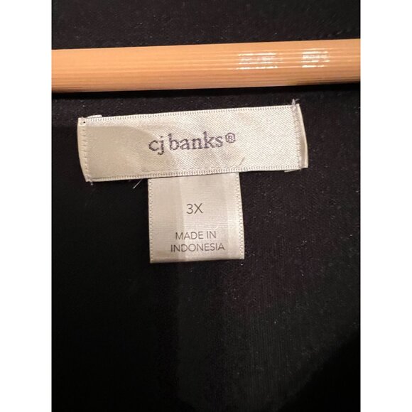 CJ Banks Womens 3X Sleeveless Tank Top Paisley Pattern Black Cream Polyester - Picture 6 of 10